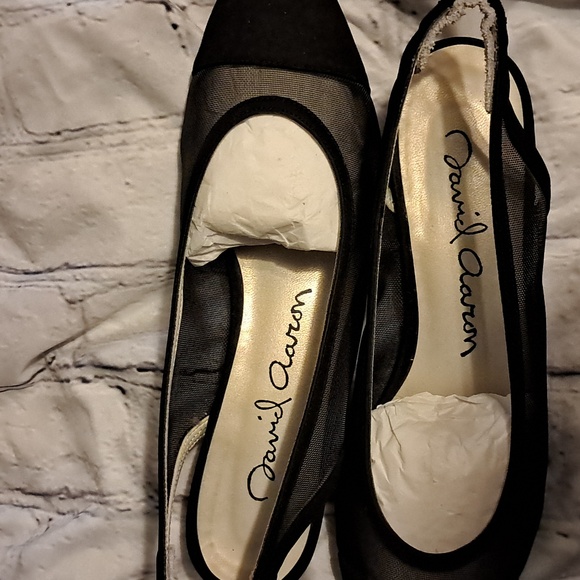 David Aaron sling back flats black size 6.5 - Picture 2 of 5